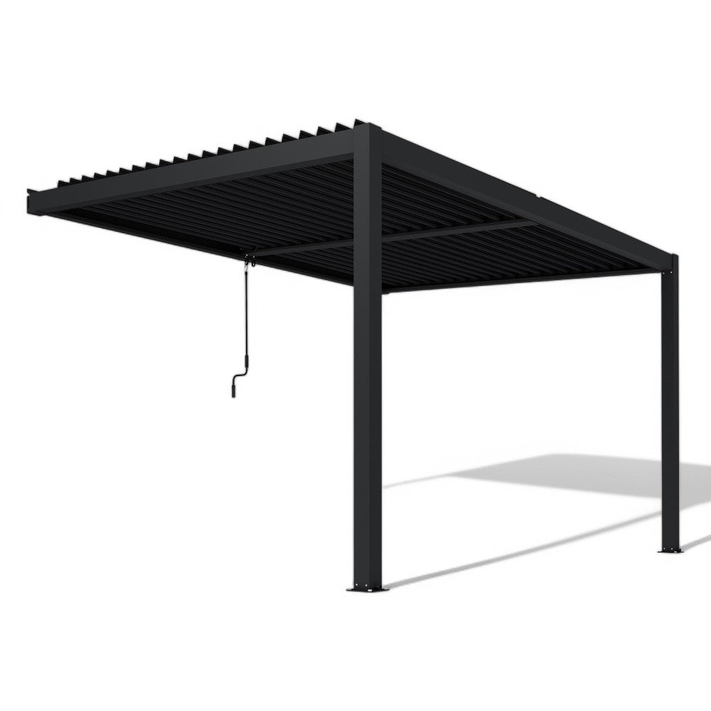 Pergola bioclimatica 3x2.5 mt. addossata in alluminio con lamelle frangisole orientabili