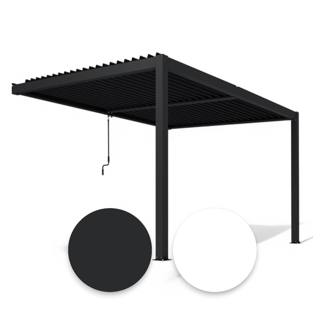 Pergola bioclimatica 3x2.5 mt. addossata in alluminio con lamelle frangisole orientabili