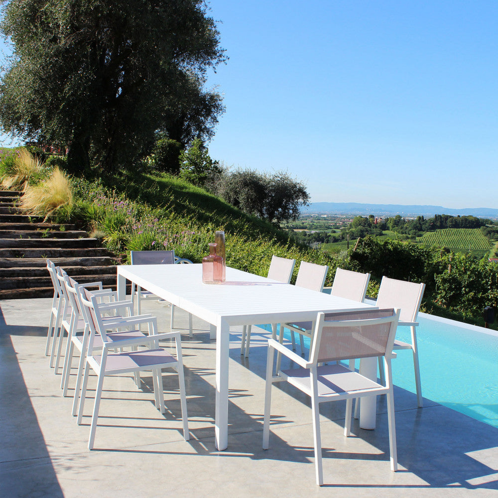 Table de jardin extérieur Springfield en aluminium blanc extensible jusqu'à 3 m 