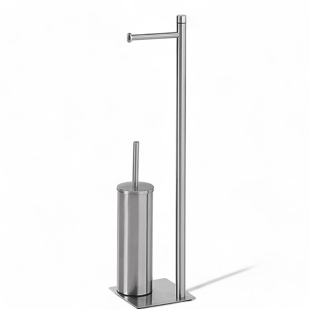Piantana con portarotolo e scopino wc in acciaio inox cromo Trilly