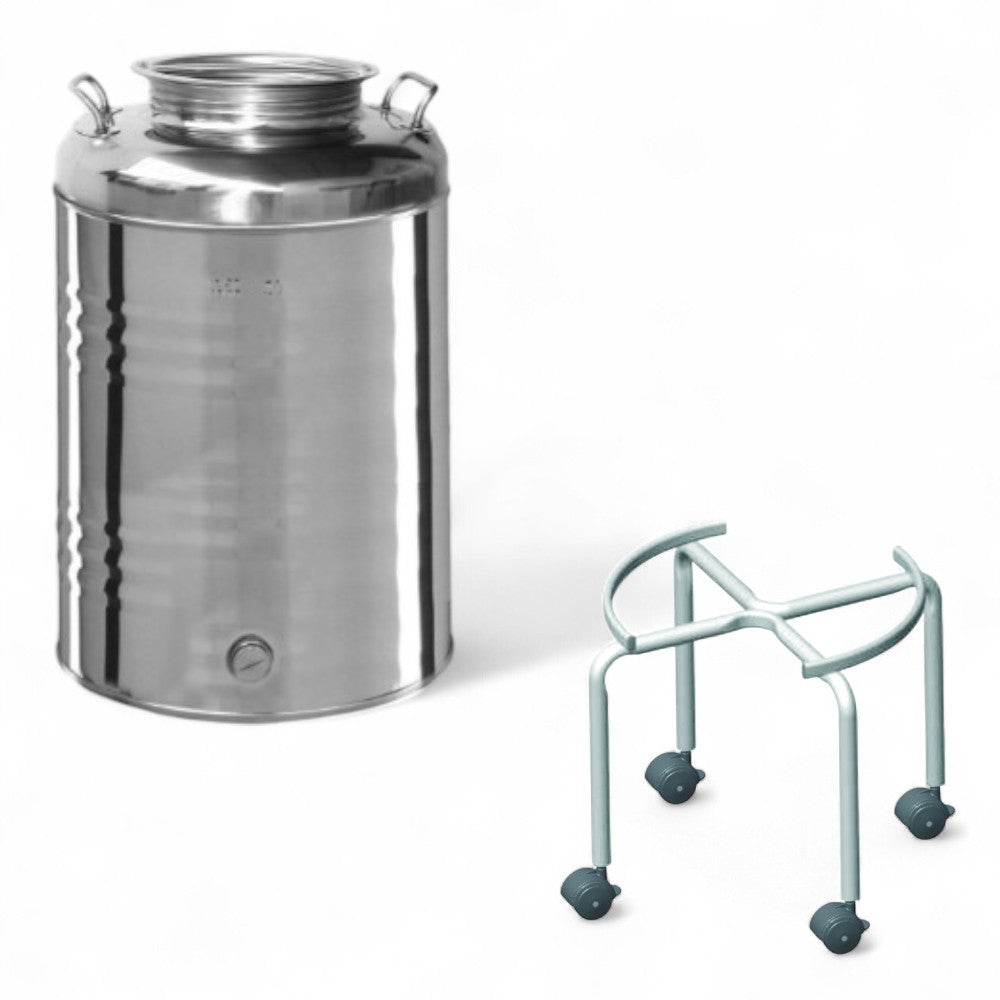 Piédestal pour fût d'huile avec roues - ø cm.38x36h. - pour fûts de 50 litres