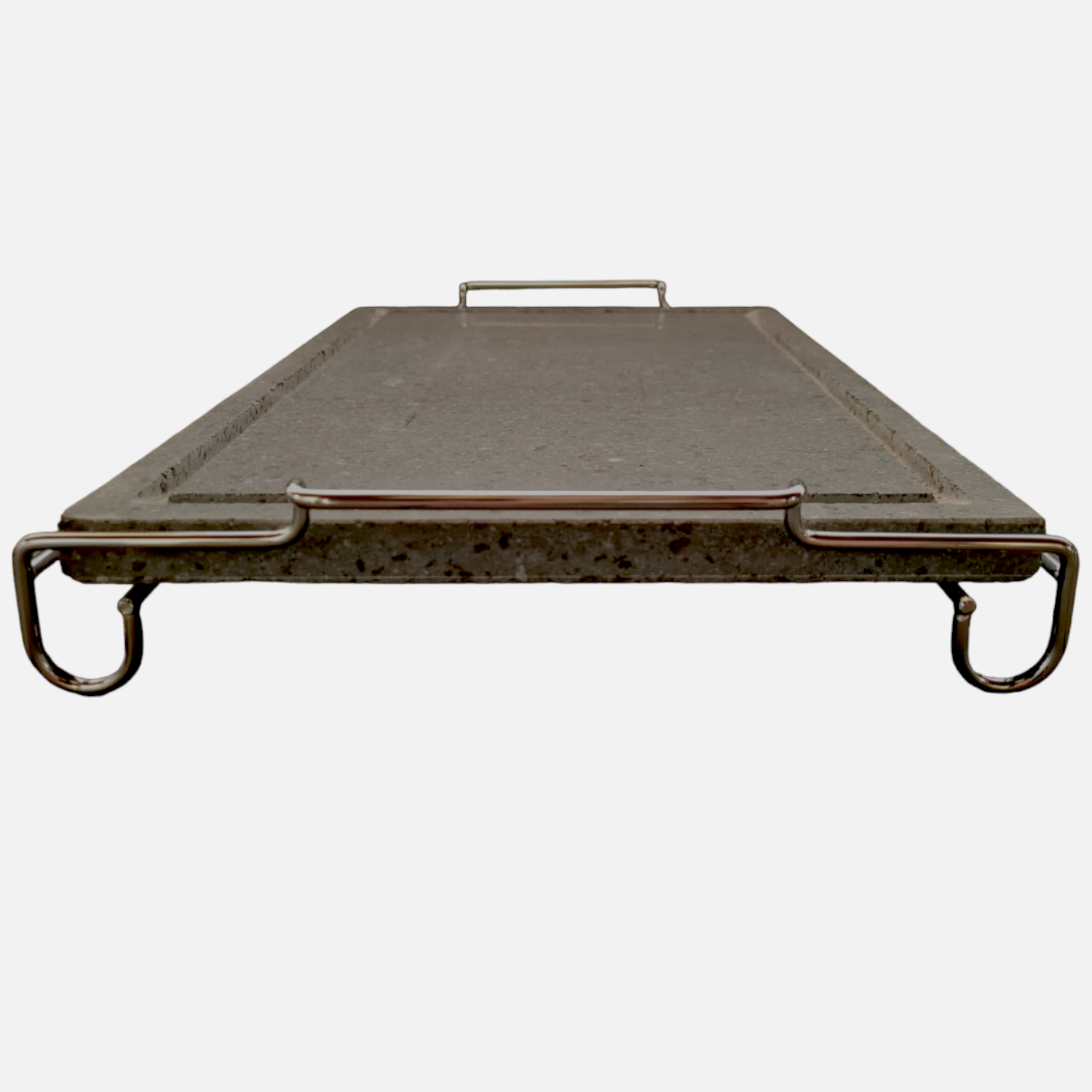 Pierre de lave rectangulaire en pierre ollaire avec support en acier inoxydable pour une cuisson directe et une rétention de la chaleur