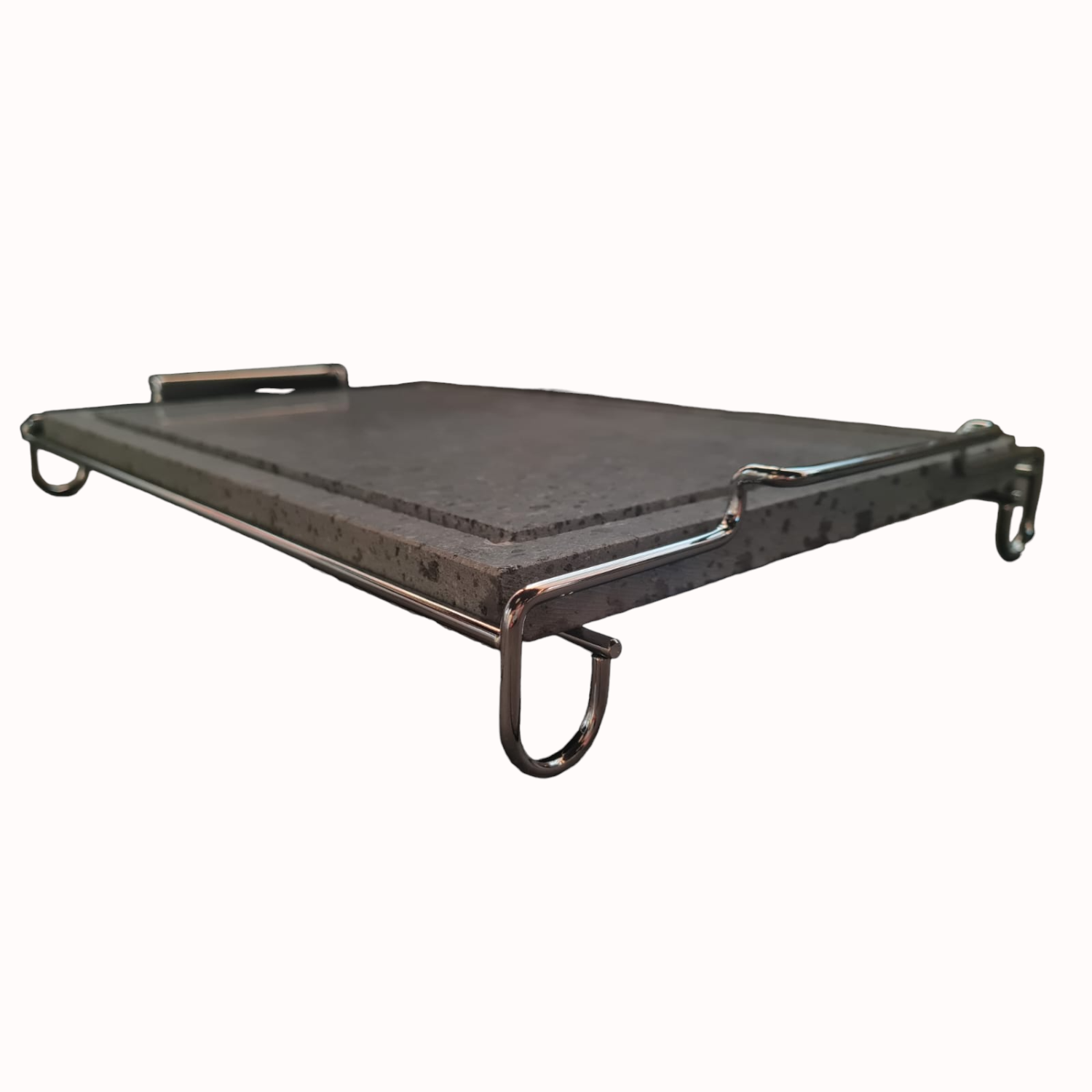 Pierre de lave rectangulaire en pierre ollaire avec support en acier inoxydable pour une cuisson directe et une rétention de la chaleur