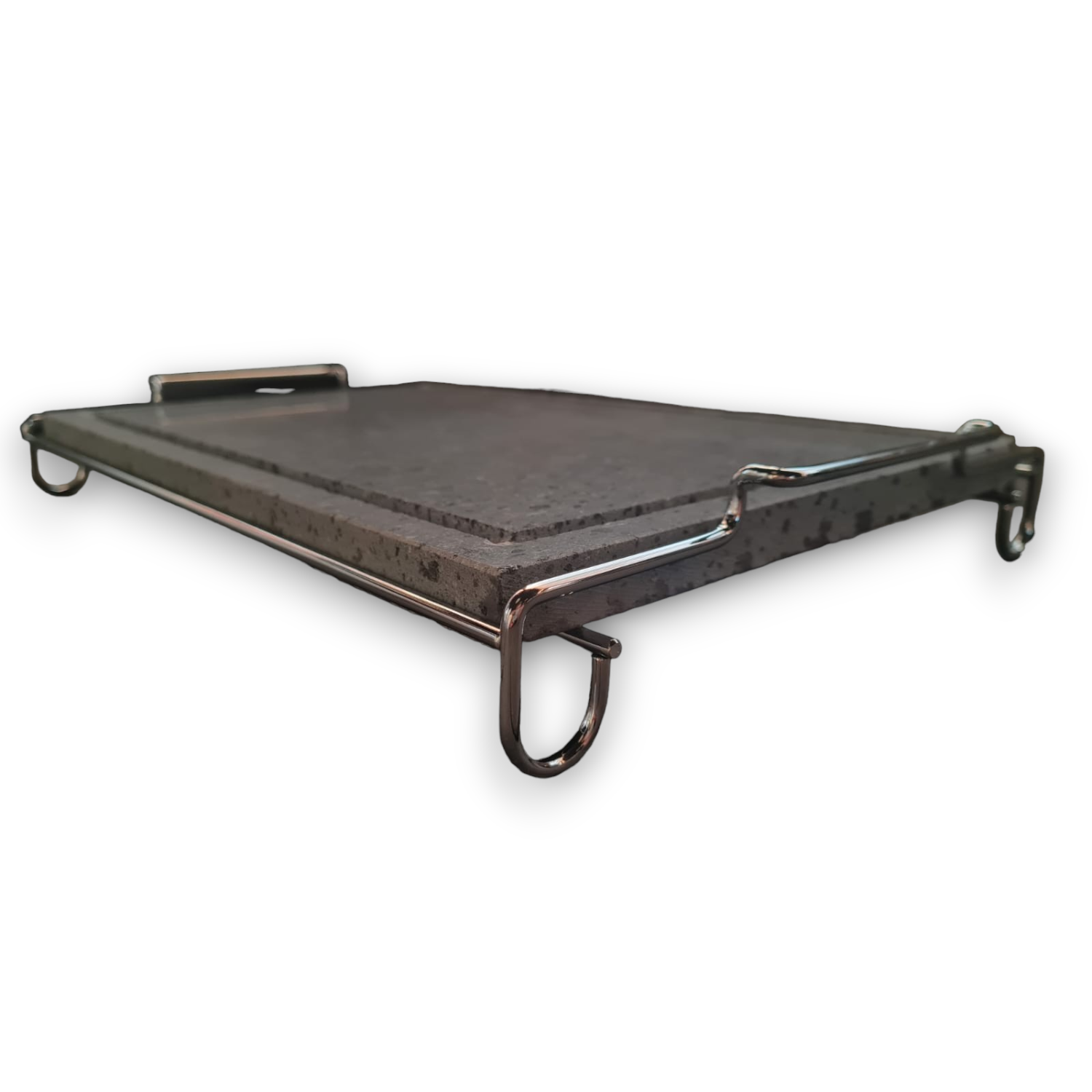 Pierre de lave rectangulaire en pierre ollaire avec support en acier inoxydable pour une cuisson directe et une rétention de la chaleur