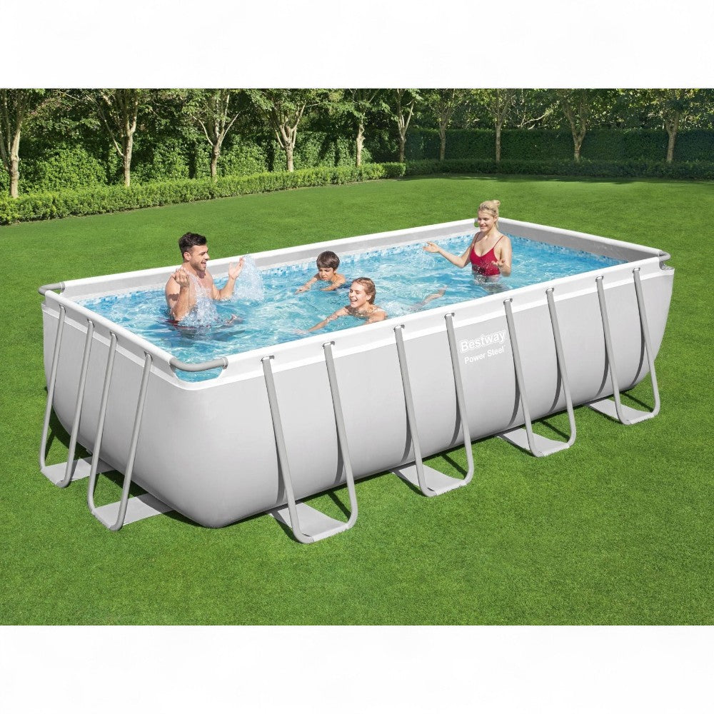 Piscine rectangulaire Power Steel avec cadre porteur 488X244X122H cm. - kg.95,5 - lt.11,532 - filtre à cartouche (art.56670)