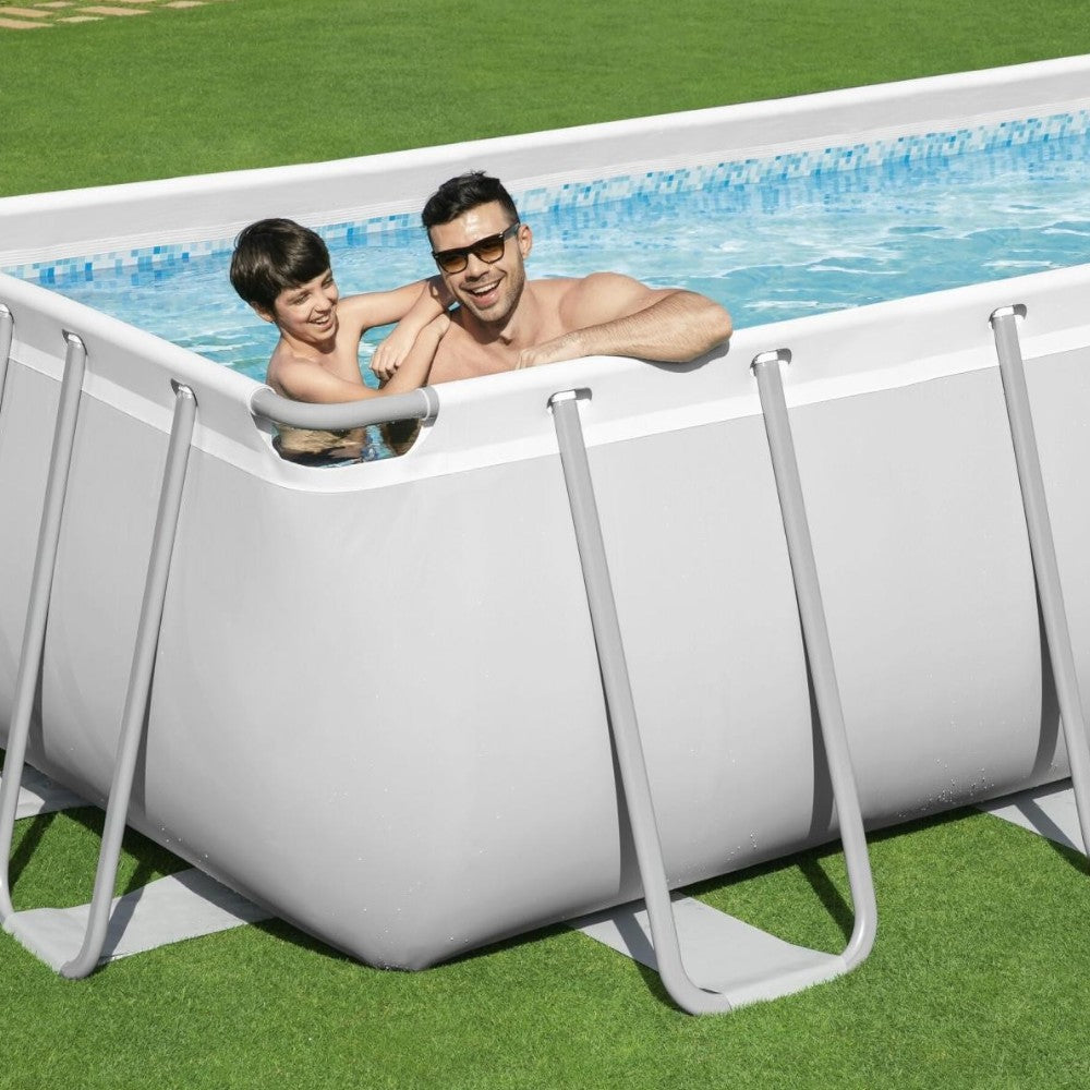 Piscine rectangulaire Power Steel avec cadre porteur 488X244X122H cm. - kg.95,5 - lt.11,532 - filtre à cartouche (art.56670)