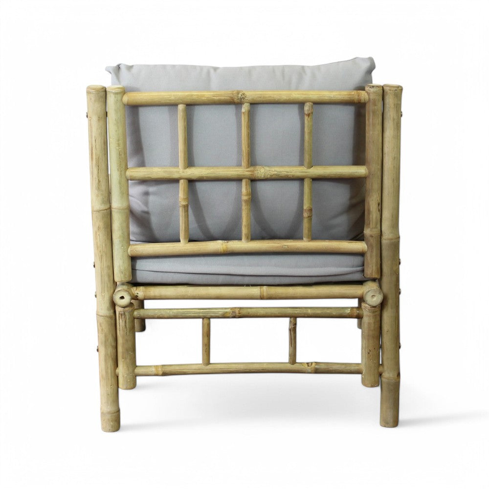 Poltrona in bamboo marrone con cuscino 70x70xH80 cm comoda ed elegante Margarita