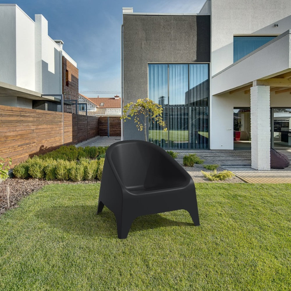 Poltrona sedia in resina antracite per interno esterno matera