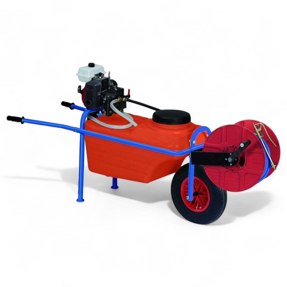 Pompa irroratrice alta pressione 4T 2 HP con carrello per irrorazione 70 lt. Aliseo