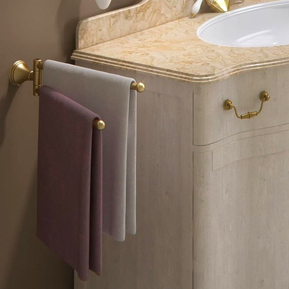 Porta asciugamani doppio a snodo in ottone bronzato per bagno da applicare a muro Linea Bronze