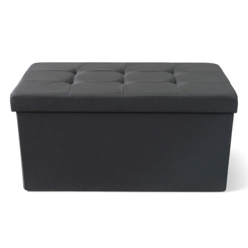 Pouf de rangement rectangulaire en tissu noir