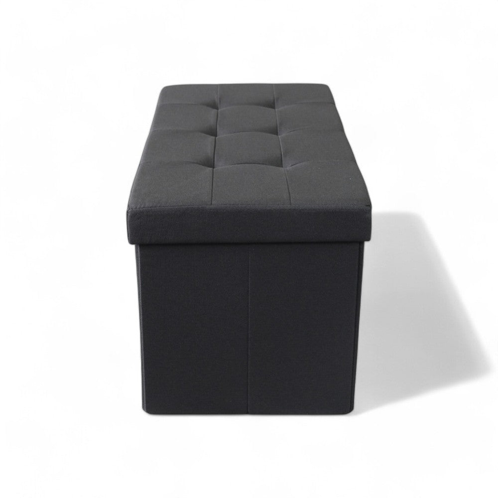 Pouf de rangement rectangulaire en tissu noir