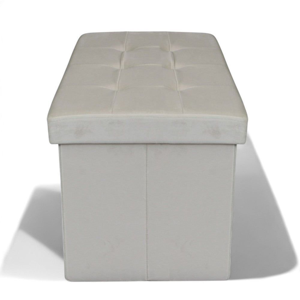 Pouf de rangement rectangulaire en velours beige