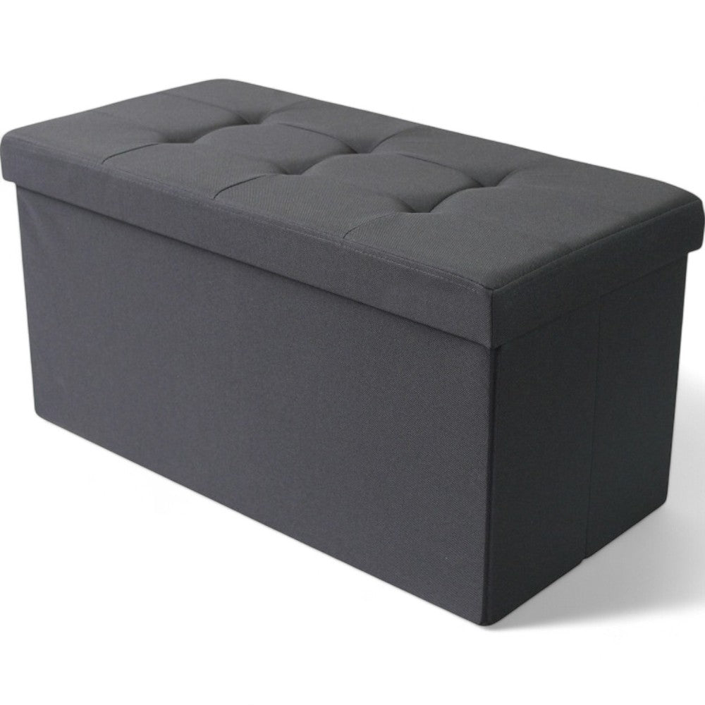 Pouf de rangement rectangulaire en tissu noir