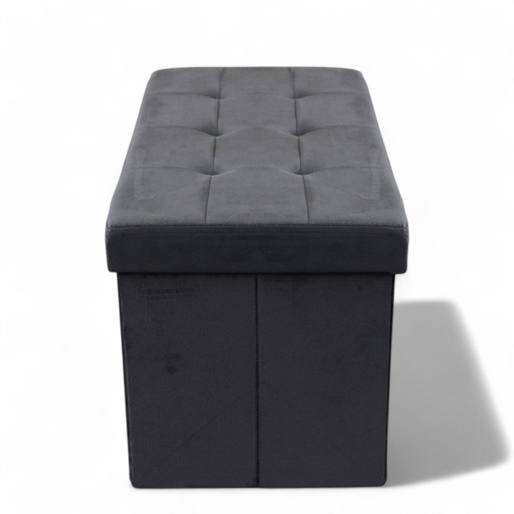 Pouf de rangement rectangulaire en velours noir