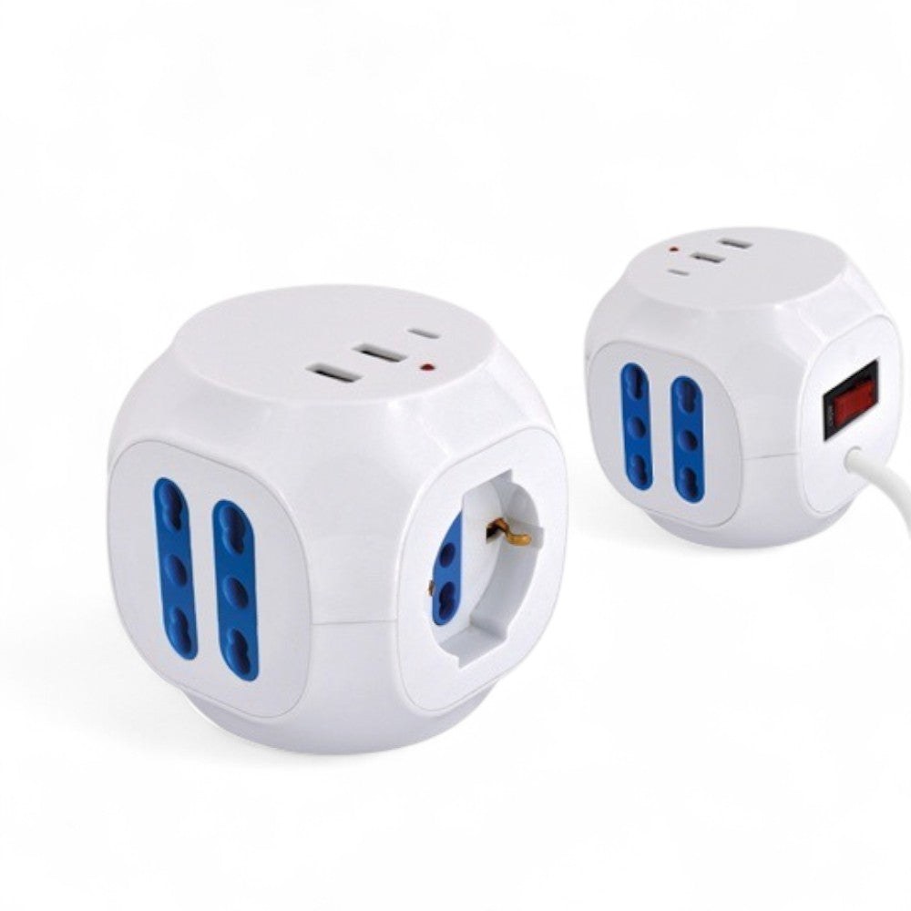 Multiprise cube avec interrupteur 5 positions + 2 USB + 1 Type C