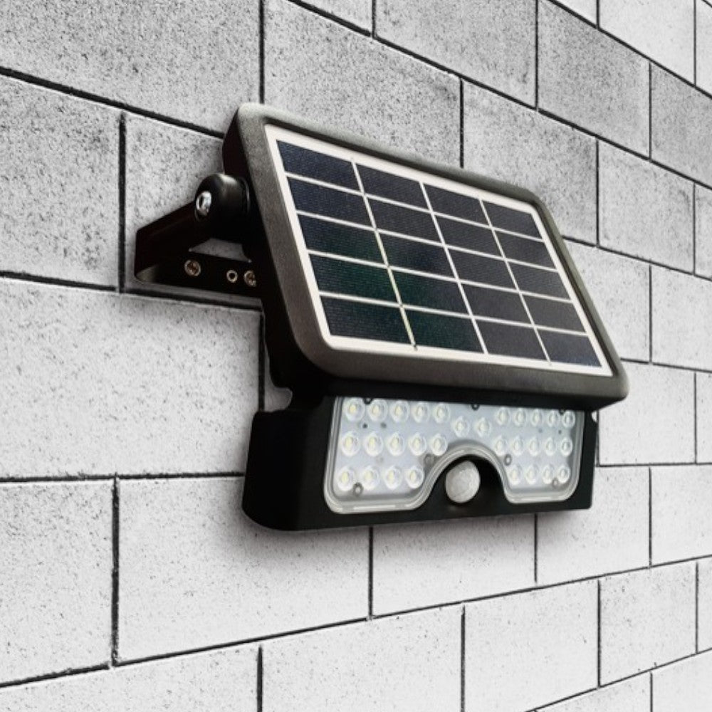 Projecteur LED haute luminosité avec panneau photovoltaïque et support Dverso rotatif à 360° 