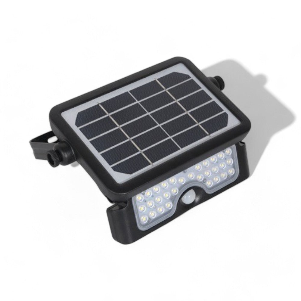 Projecteur LED haute luminosité avec panneau photovoltaïque et support Dverso rotatif à 360° 