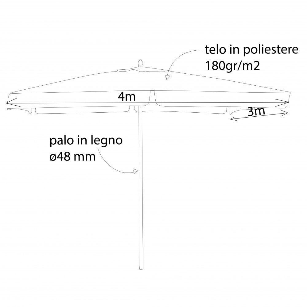 Ombrellone da giardino 3x4 mt con palo centrale Volans