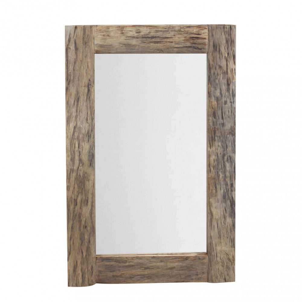 Miroir mural haut 110x70 cm avec cadre en bois travaillé effet antique Vannos