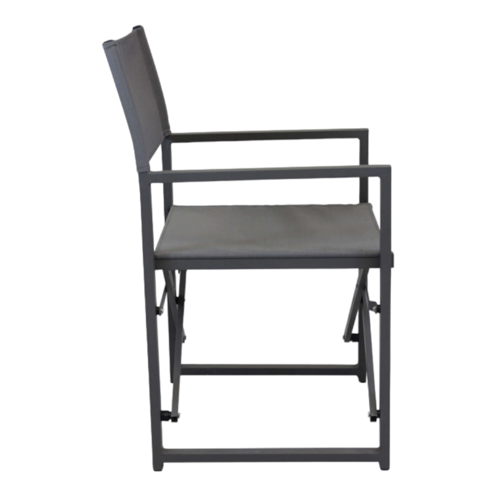 Maxi fauteuil de réalisateur gain de place en aluminium et textilène anthracite