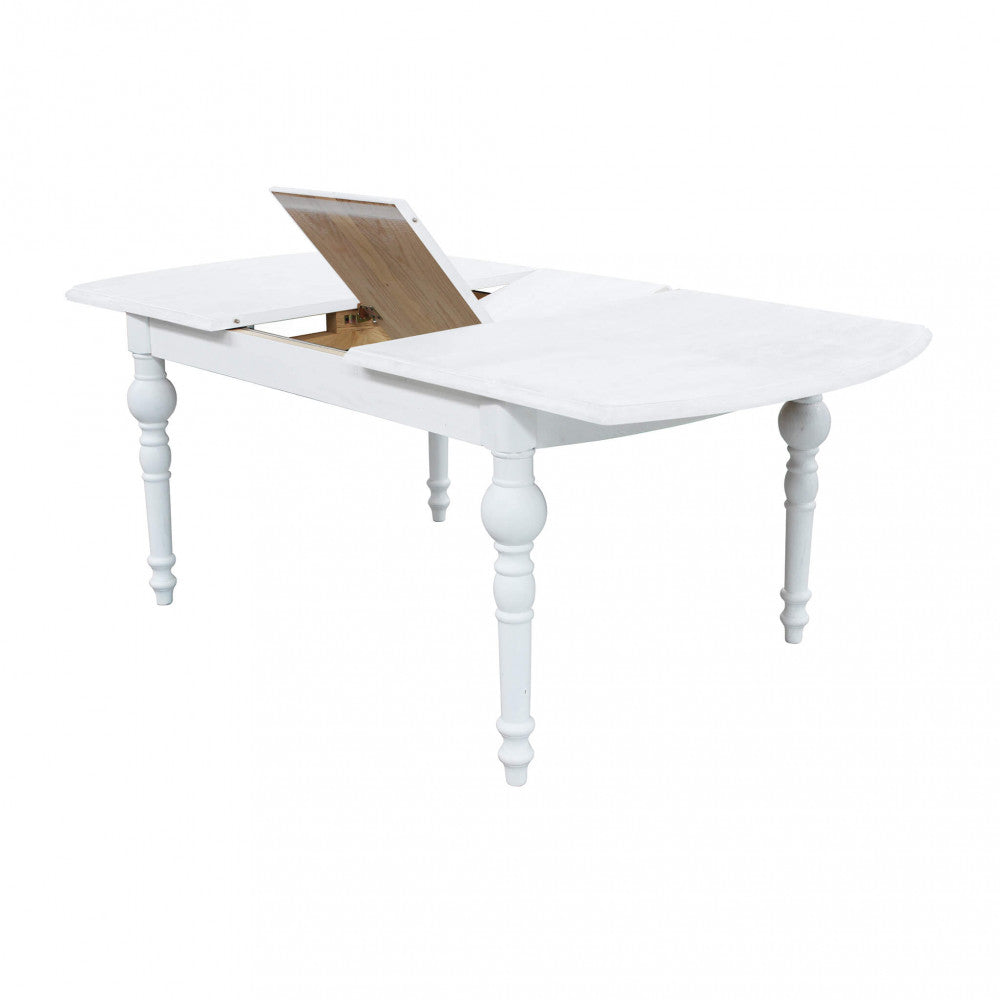 Table extensible 150/190 cm pour intérieur salle à manger cuisine en bois travaillé blanc Dorian