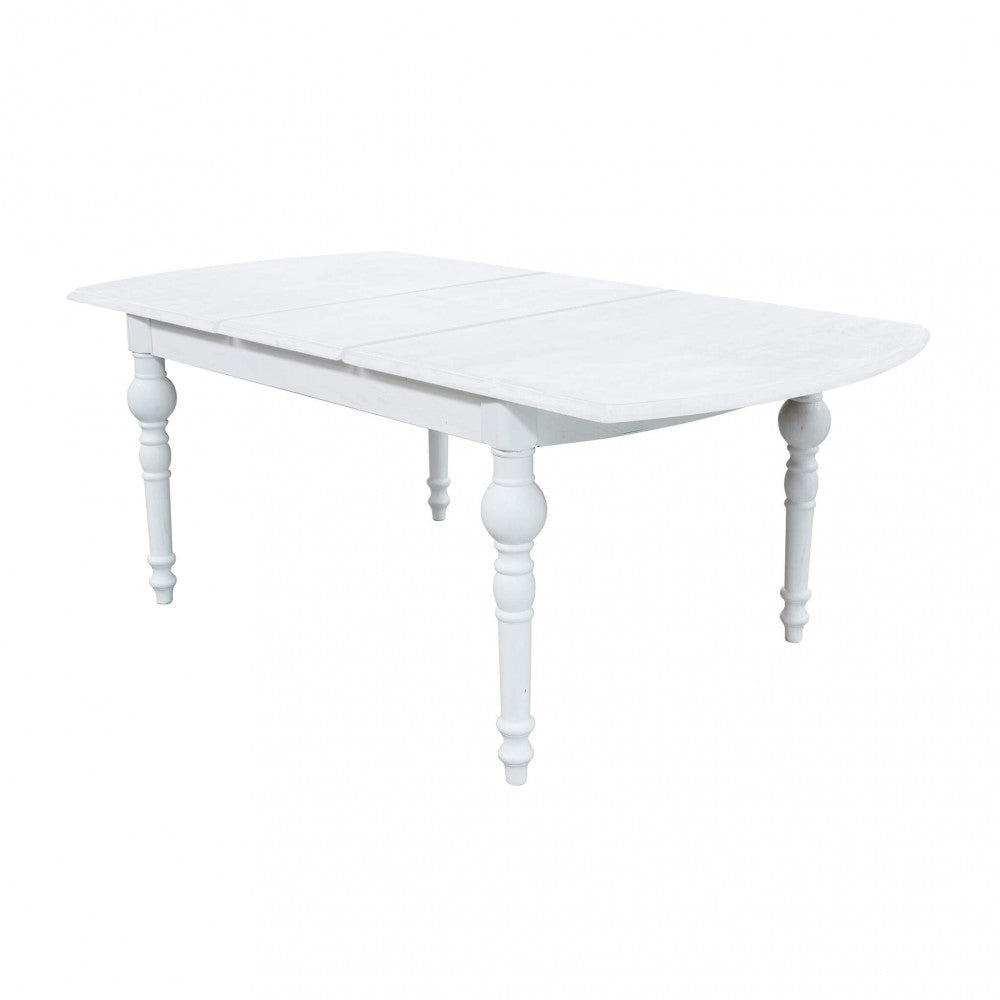 Table extensible 150/190 cm pour intérieur salle à manger cuisine en bois travaillé blanc Dorian