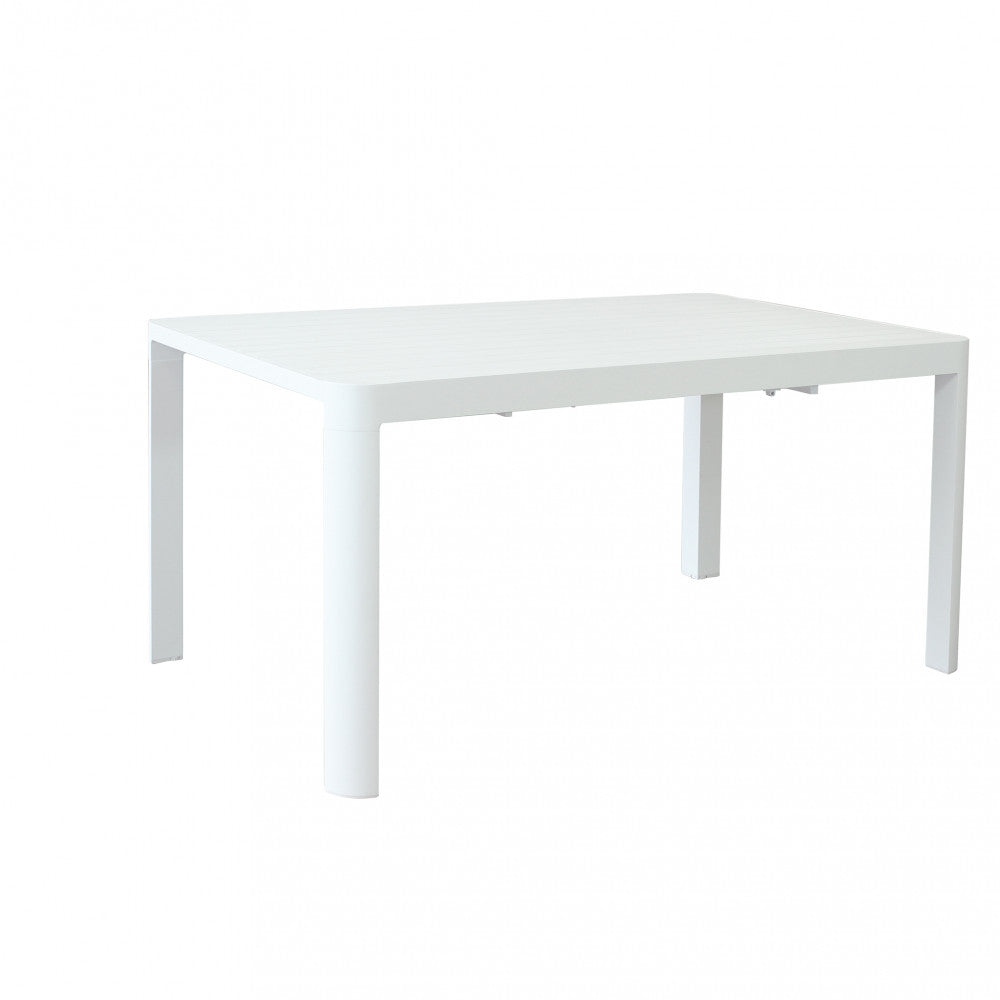 Table d'extérieur 100x150 cm en aluminium avec plateau à lattes extensible en largeur Square Maxi