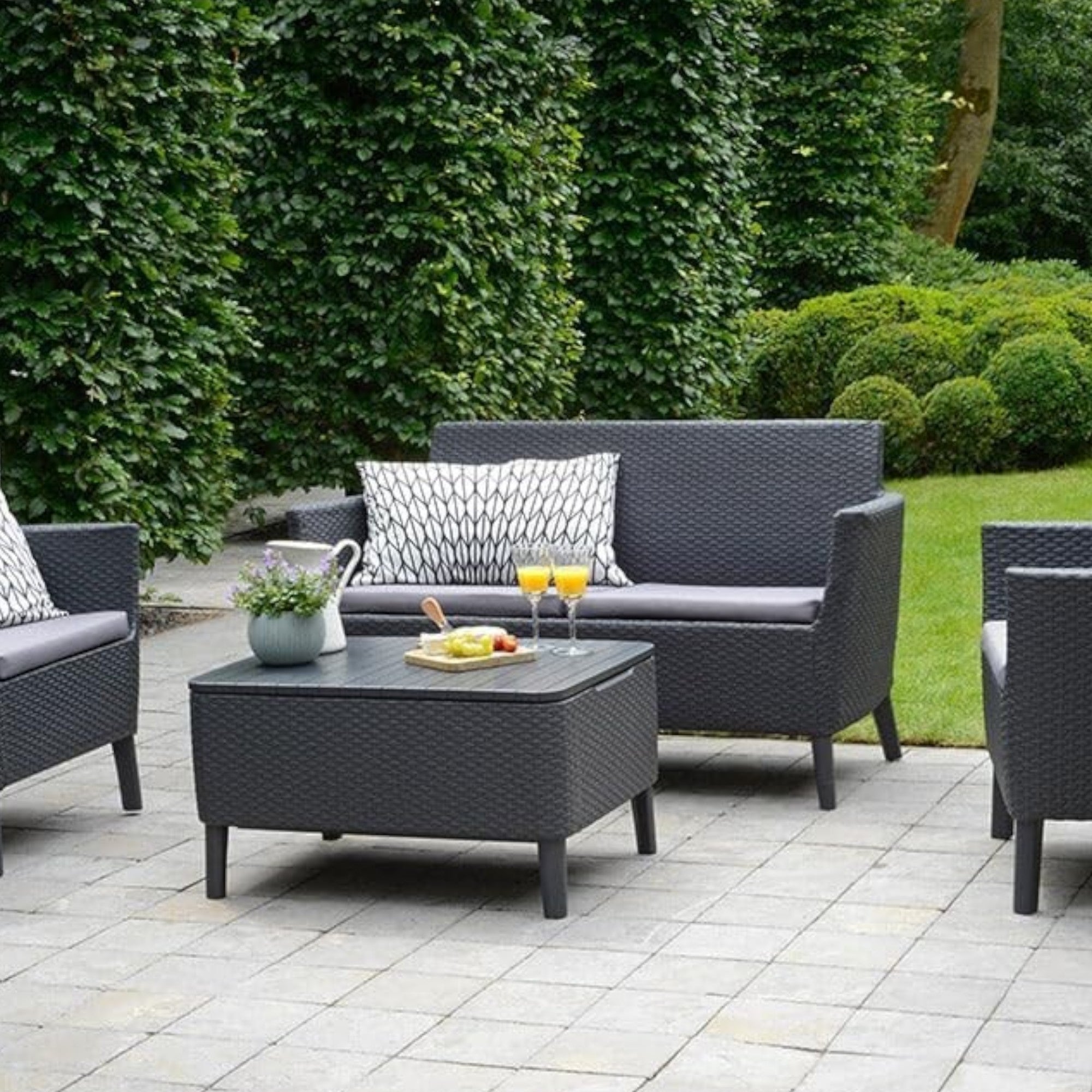 Salon 4 Pièces "Salemo Lounge" Plat Osier Graphite 4 Places