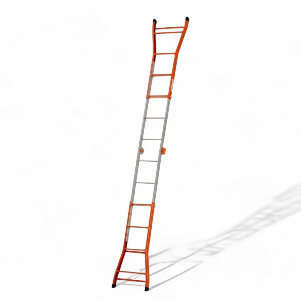 scala telescopica in acciaio verniciato 4+4 gradini altezza 376 cm sicurezza e portata max 100 kg antisdrucciolo