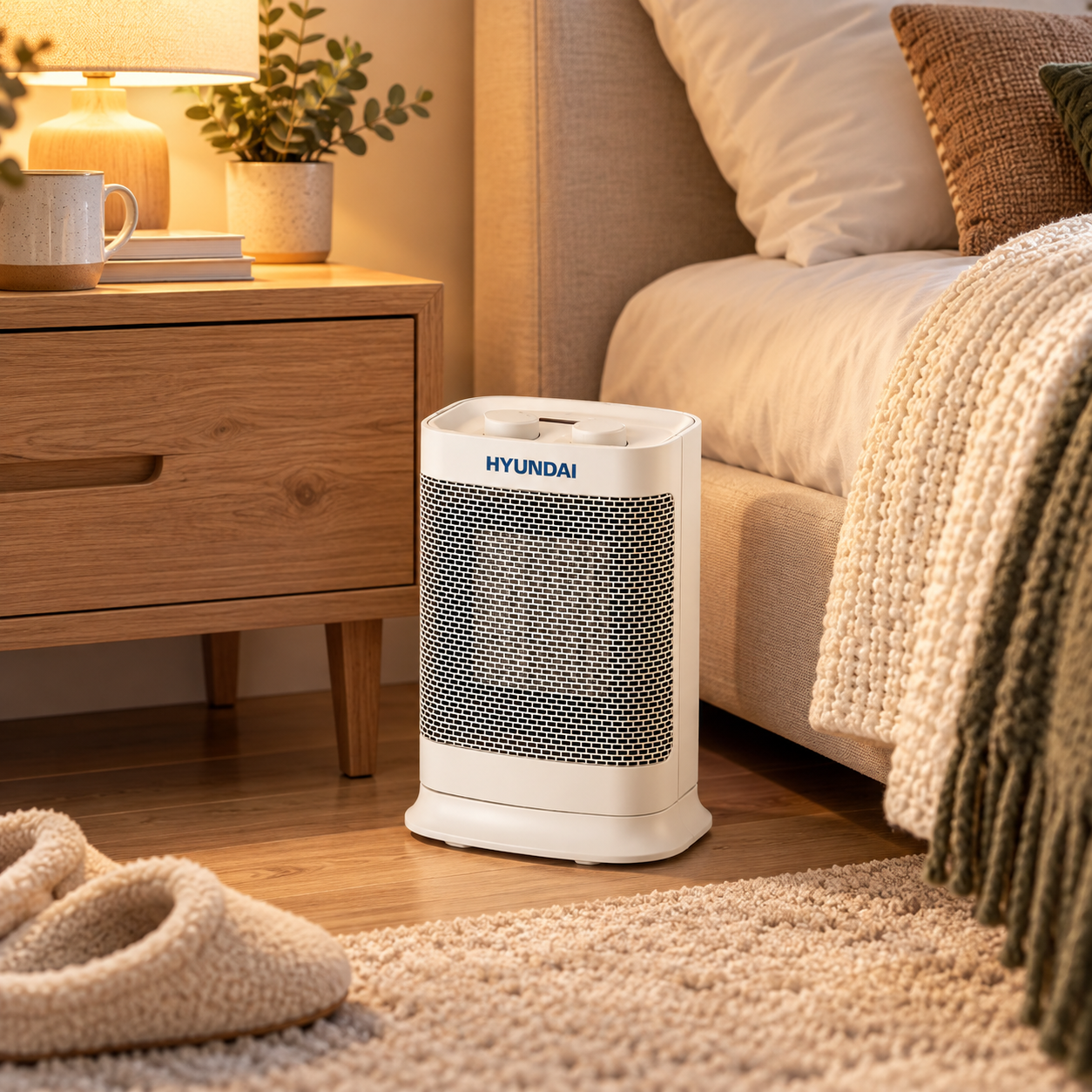 Stufa ceramica scaldino 1500W oscillante da pavimento con potenza regolabile Hyundai