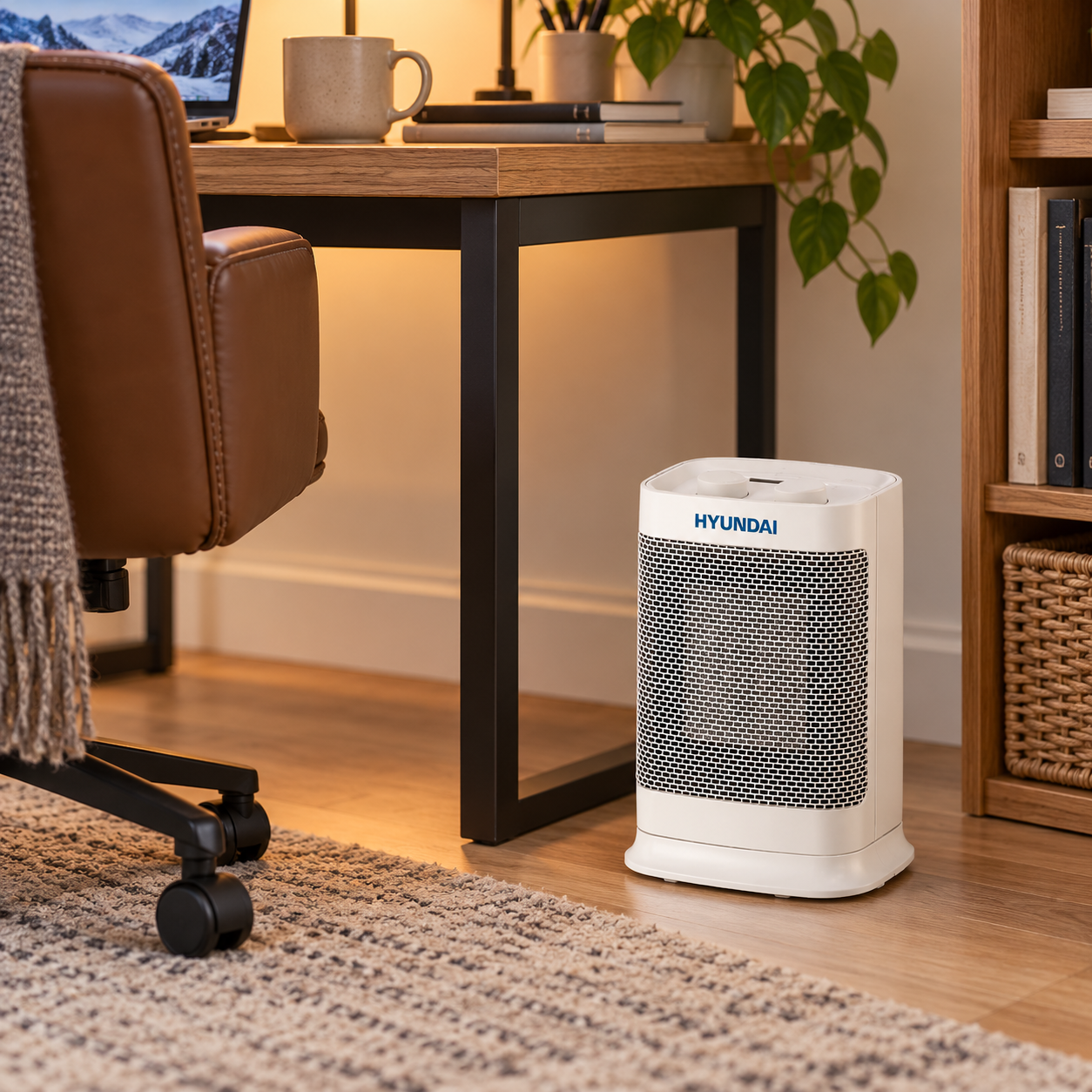 Stufa ceramica scaldino 1500W oscillante da pavimento con potenza regolabile Hyundai