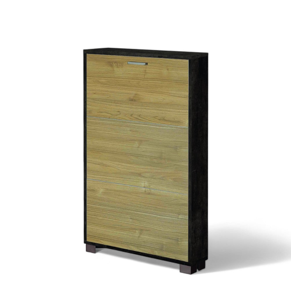 A753Onns030 Meuble à chaussures 3 portes P.18 Oxyde noir et noyer Stelvio