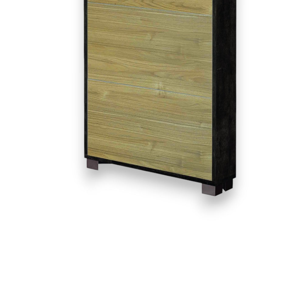 A753Onns030 Meuble à chaussures 3 portes P.18 Oxyde noir et noyer Stelvio