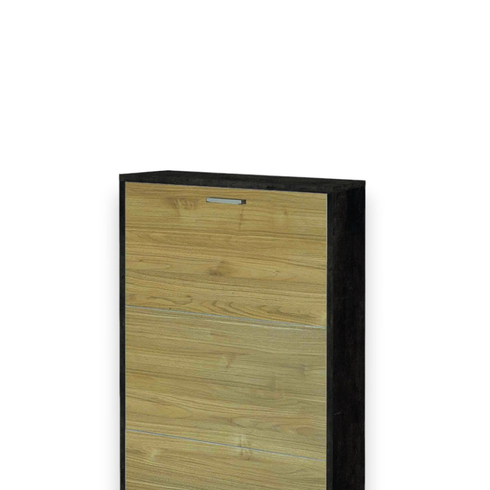 A753Onns030 Meuble à chaussures 3 portes P.18 Oxyde noir et noyer Stelvio