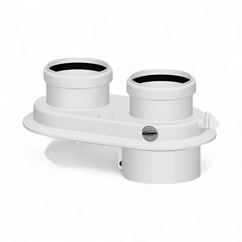 Sdoppiatore a 2 vie diametro 80-80 mm modello Opalia F a camera stagna con ispezioni fumi per scaldabagno