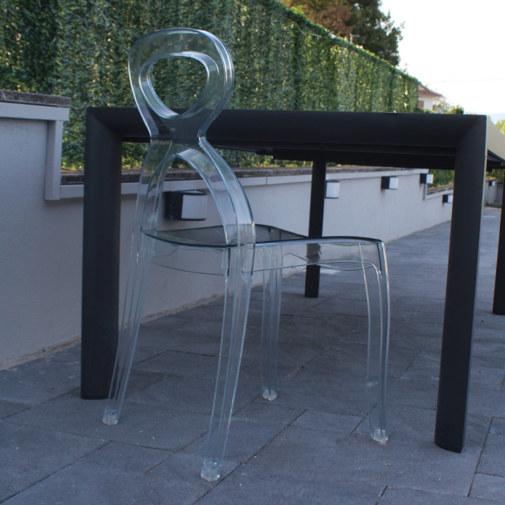 Sedia design trasparente policarbonato resistente da interno ed esterno dimensioni compatte per arredi moderni Queba