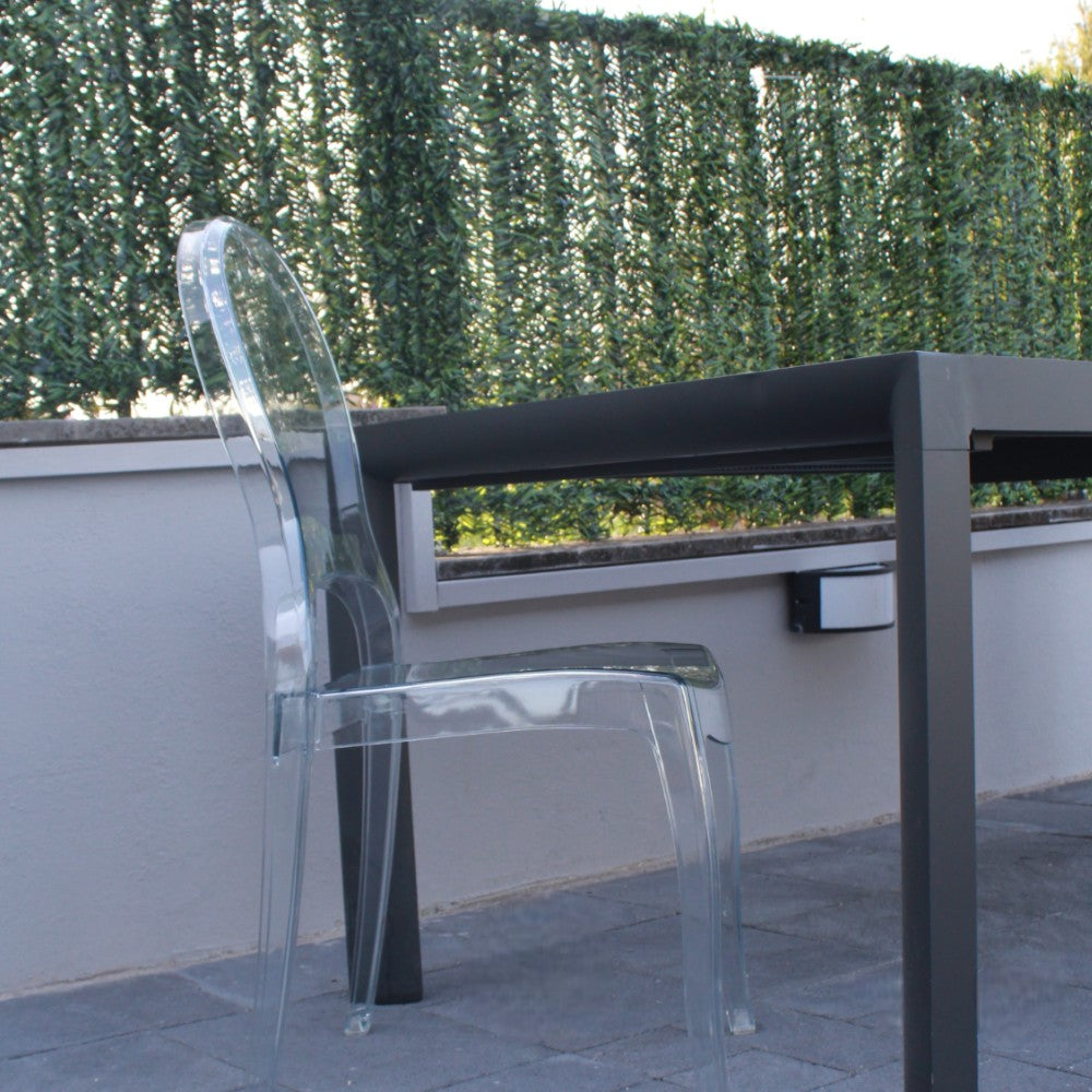 Sedia da pranzo trasparente in policarbonato con struttura resistente e design moderno dimensioni 46x55x98 cm per interni Levia