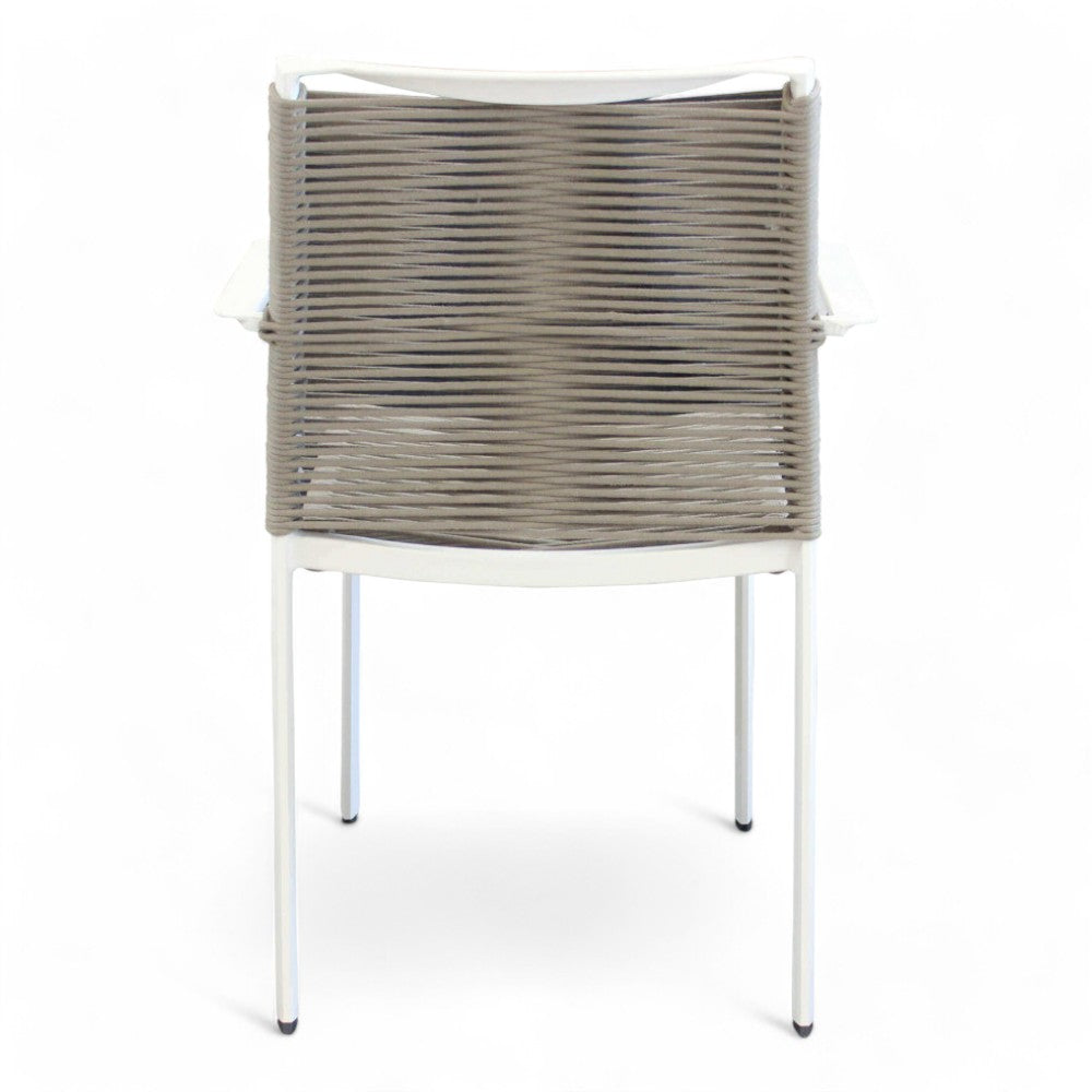 Fauteuil de jardin d'extérieur empilable avec structure en aluminium et assise en corde tressée Catania