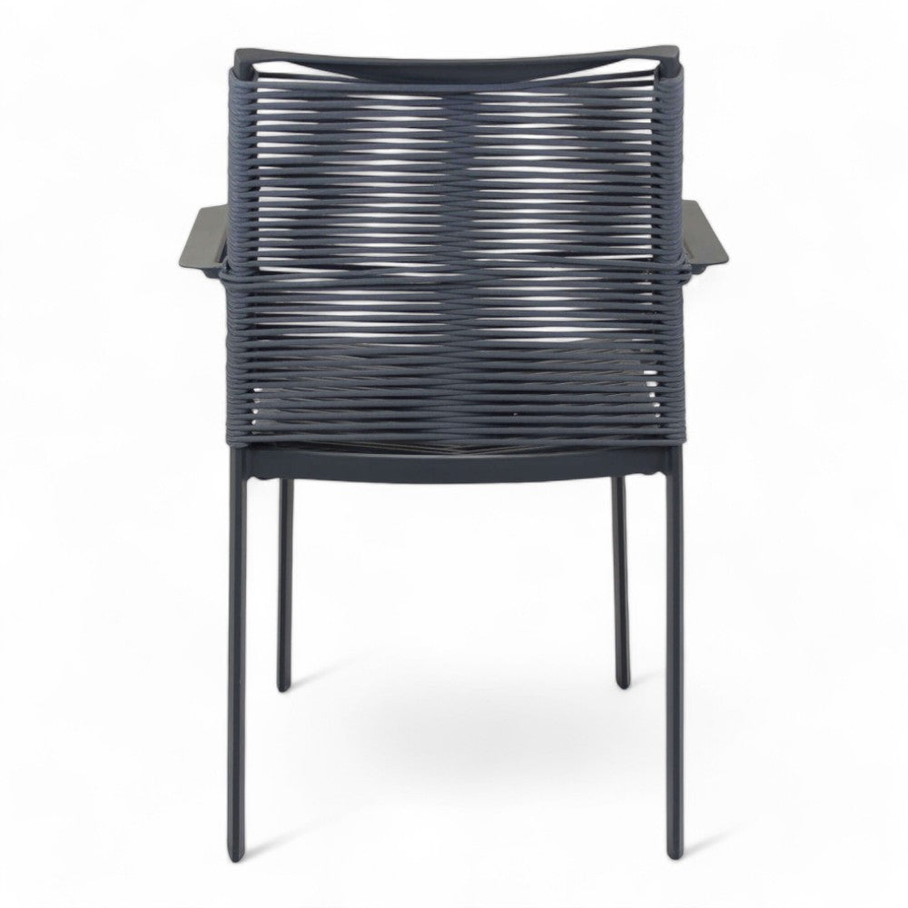 Fauteuil de jardin d'extérieur empilable avec structure en aluminium et assise en corde tressée Catania