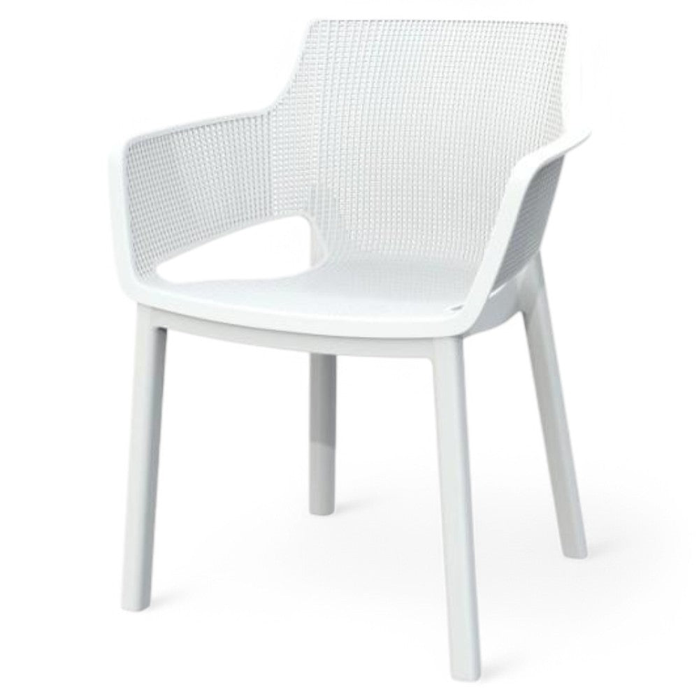 Poltrona sedia da esterno giardino in resina con effetto forato 58×63xH80 cm Elisa