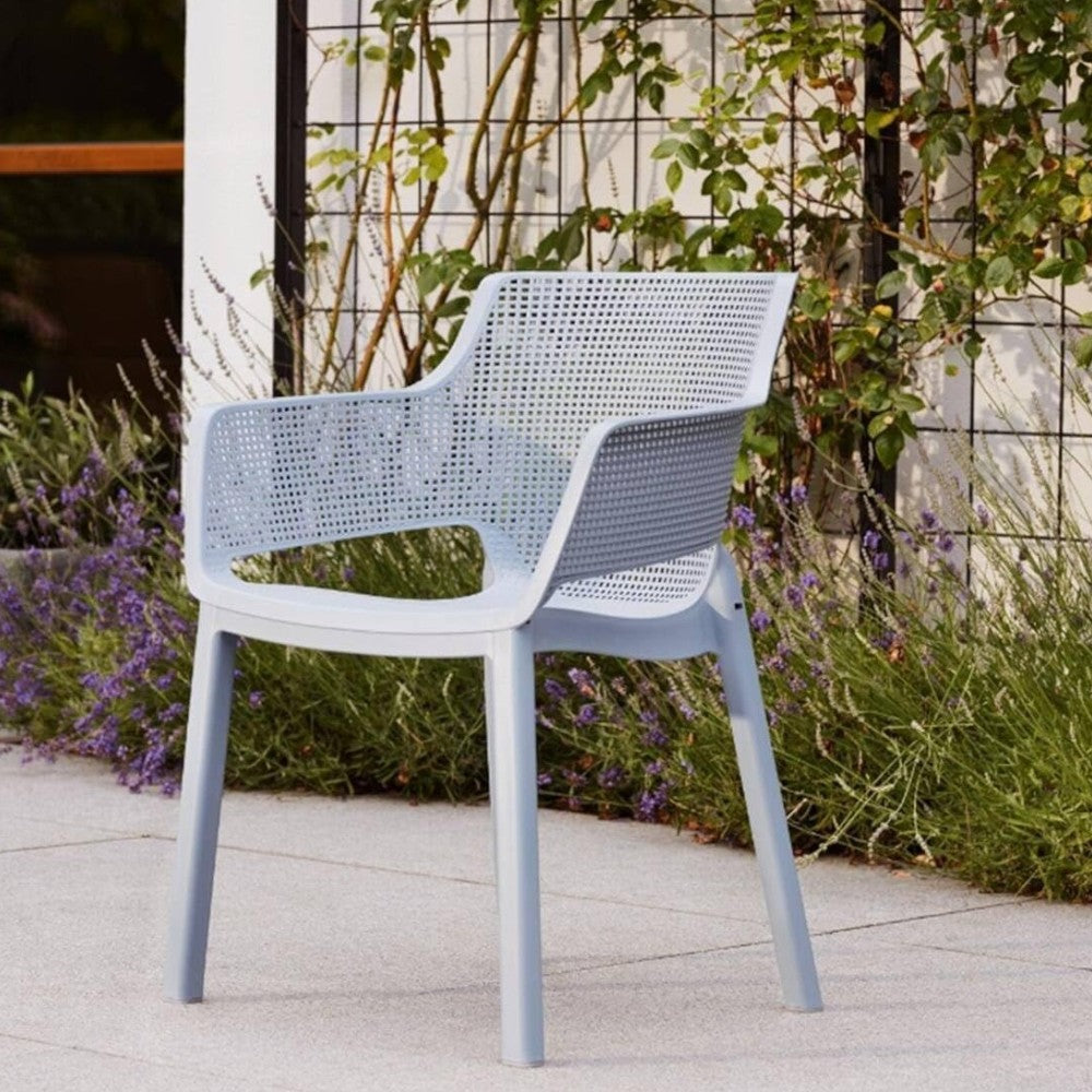 Poltrona sedia da esterno giardino in resina con effetto forato 58×63xH80 cm Elisa