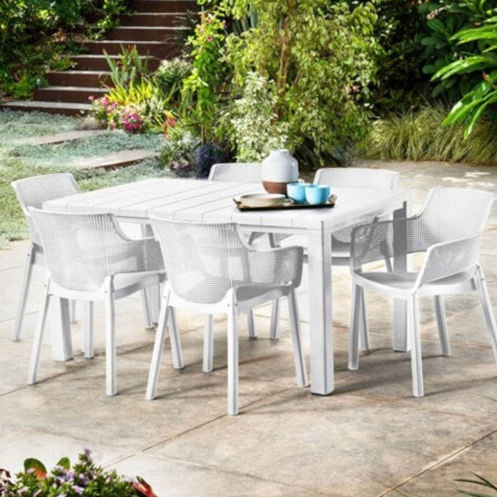 Poltrona sedia da esterno giardino in resina con effetto forato 58×63xH80 cm Elisa