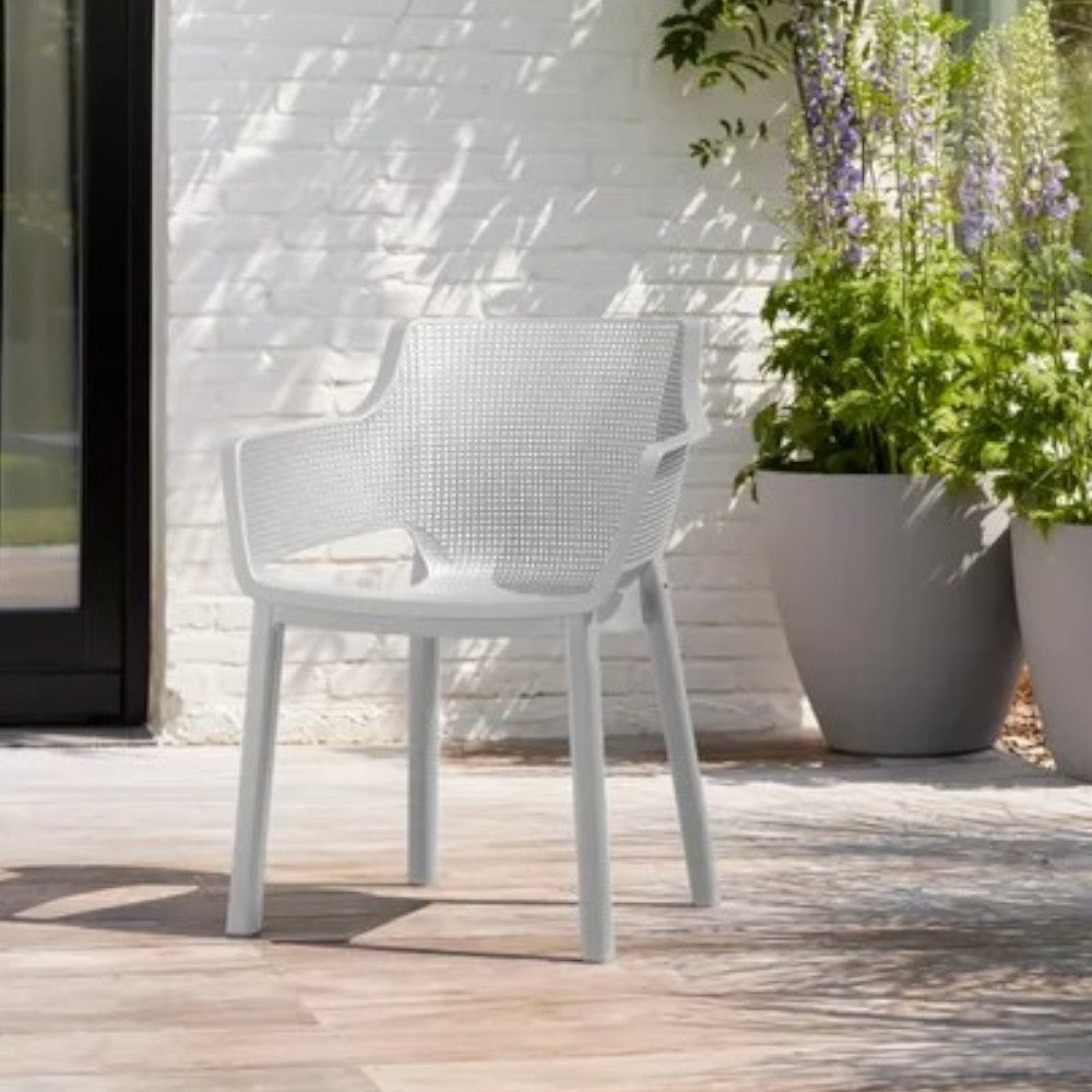 Poltrona sedia da esterno giardino in resina con effetto forato 58×63xH80 cm Elisa