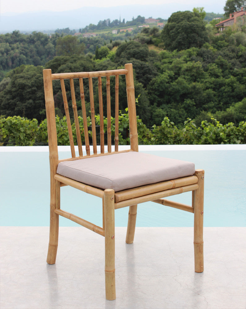 Fauteuil d'extérieur sans accoudoirs avec structure en bambou et coussin rembourré Ibiza 