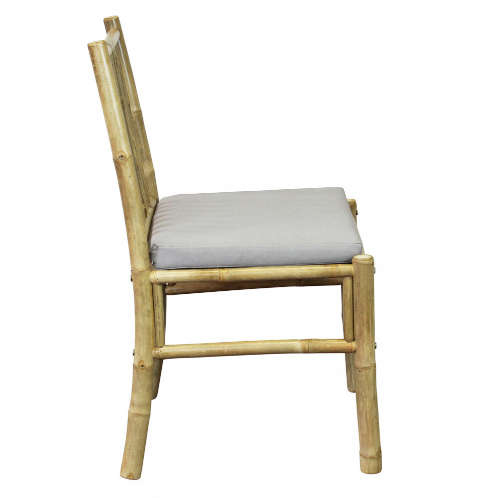 Fauteuil d'extérieur sans accoudoirs avec structure en bambou et coussin rembourré Ibiza 