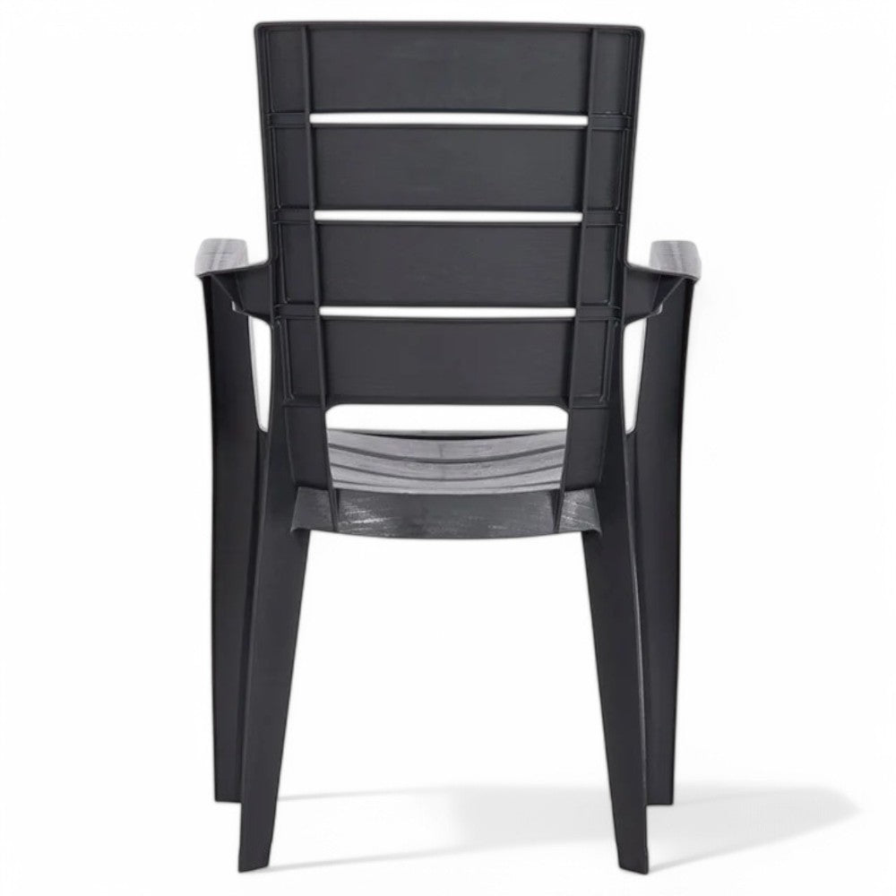 Chaise de jardin d'extérieur empilable avec accoudoirs en résine effet rotin anthracite