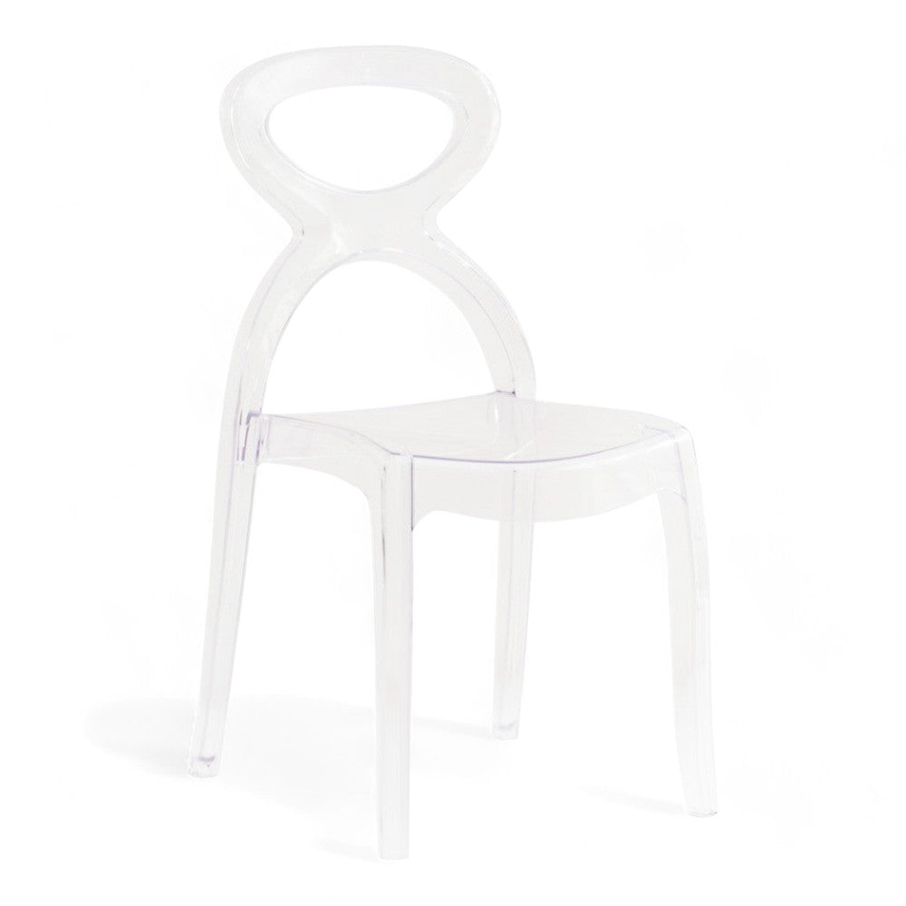 Sedia design trasparente policarbonato resistente da interno ed esterno dimensioni compatte per arredi moderni Queba