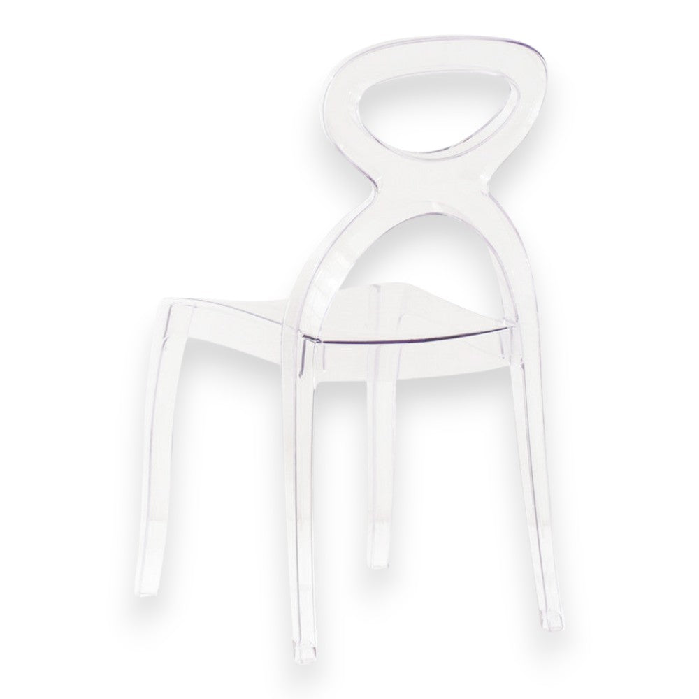 Sedia design trasparente policarbonato resistente da interno ed esterno dimensioni compatte per arredi moderni Queba