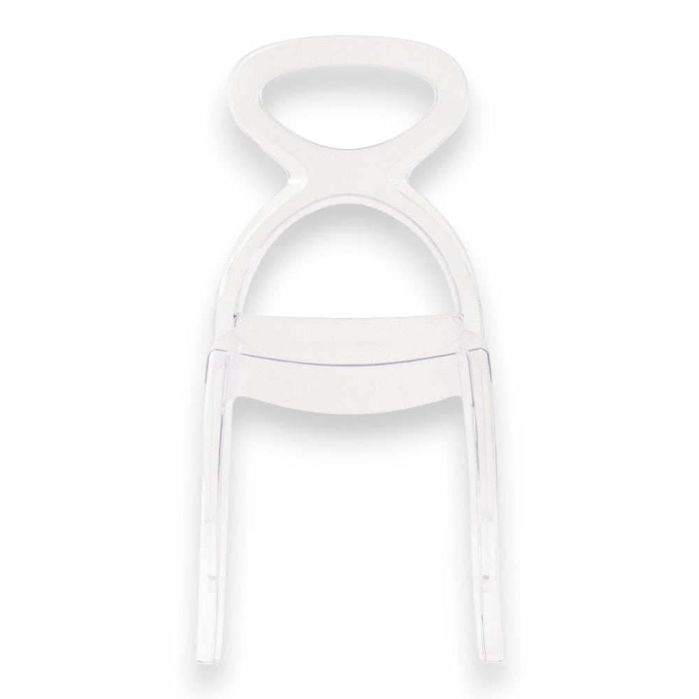 Sedia design trasparente policarbonato resistente da interno ed esterno dimensioni compatte per arredi moderni Queba